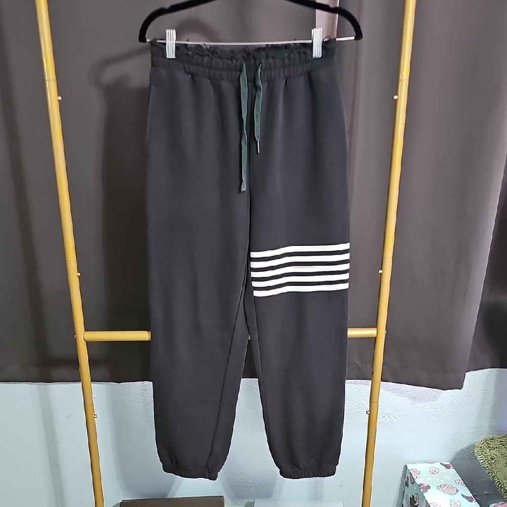 Kids Black Jogger Pants with White Stripes